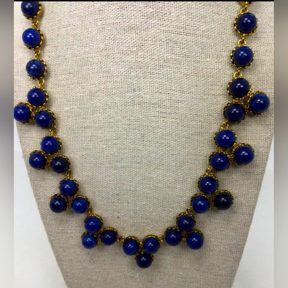 Ann Taylor Faux Lapis Statement Necklace EUC